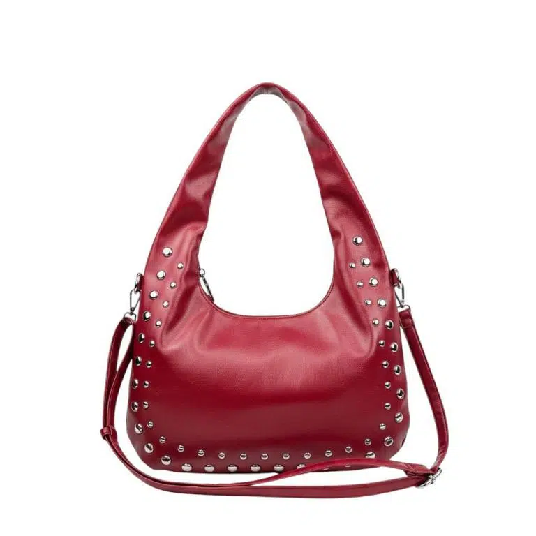 Bolso de Hombro Sintético Medialuna con Tachuelas Frontales, Bolsillo Trasero y Cremallera para Mujer - Imagen 4