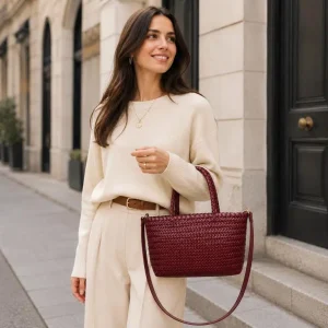 Bolso de Mano Sintético Pequeño para Mujer con Diseño Trenzado, Tira Bandolera y Cremallera