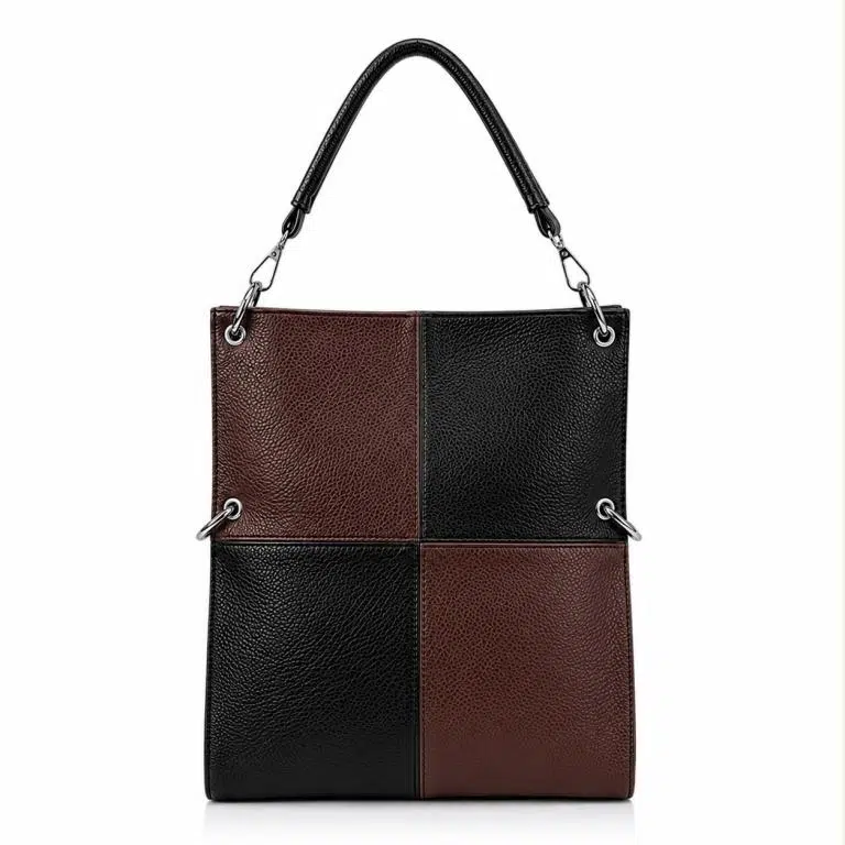 Amplio Bolso de Mano Sintético con Diseño de Cuadrados y Bolsillo Trasero Vertical para Mujer - Imagen 8