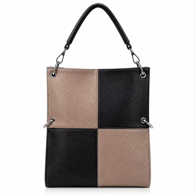 Amplio Bolso de Mano Sintético con Diseño de Cuadrados y Bolsillo Trasero Vertical para Mujer - Imagen 9