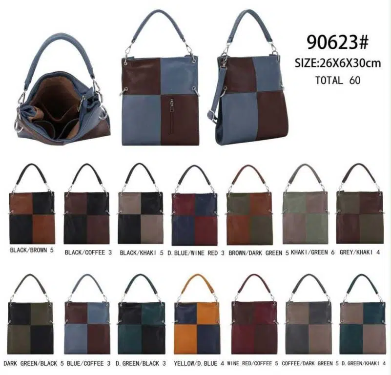 Amplio Bolso de Mano Sintético con Diseño de Cuadrados y Bolsillo Trasero Vertical para Mujer - Imagen 3