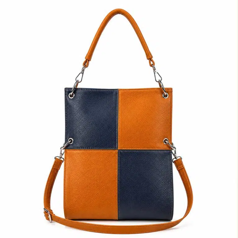 Amplio Bolso de Mano Sintético con Diseño de Cuadrados y Bolsillo Trasero Vertical para Mujer - Imagen 4