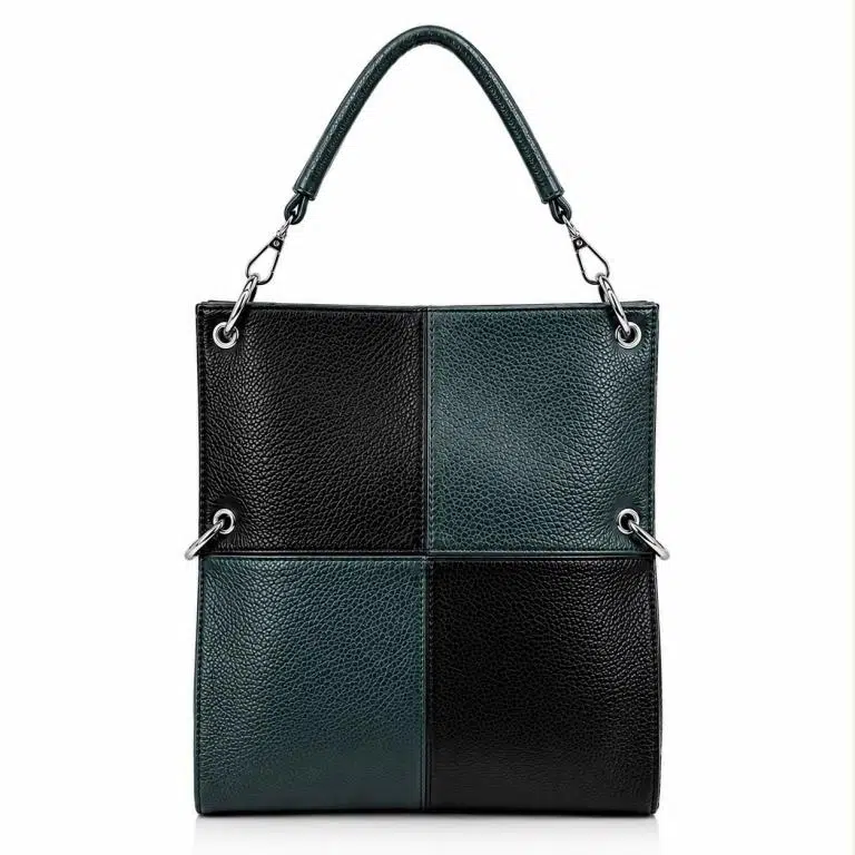 Amplio Bolso de Mano Sintético con Diseño de Cuadrados y Bolsillo Trasero Vertical para Mujer - Imagen 5
