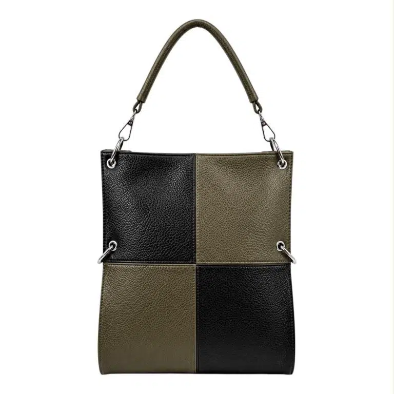 Amplio Bolso de Mano Sintético con Diseño de Cuadrados y Bolsillo Trasero Vertical para Mujer - Imagen 6