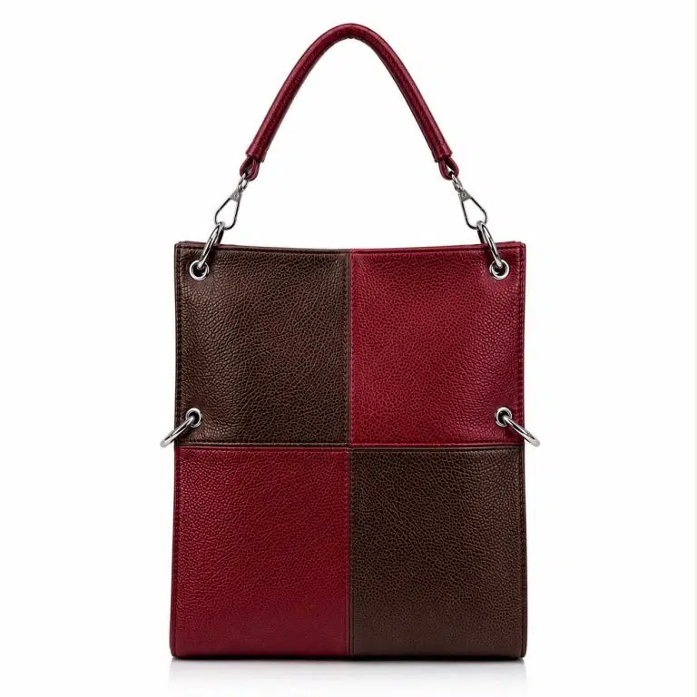 Amplio Bolso de Mano Sintético con Diseño de Cuadrados y Bolsillo Trasero Vertical para Mujer - Imagen 7