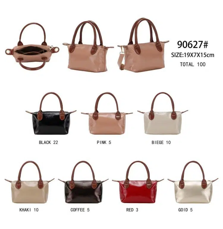 Bolso de Mano Sintético tipo Charol con Asas Cortas Marrones y Cremallera para Mujer - Imagen 3