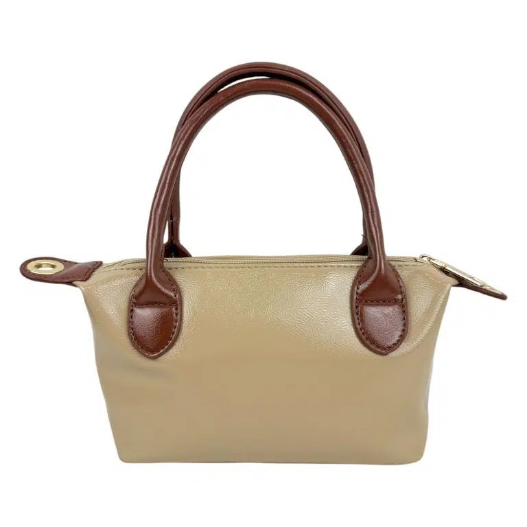 Bolso de Mano Sintético tipo Charol con Asas Cortas Marrones y Cremallera para Mujer - Imagen 7