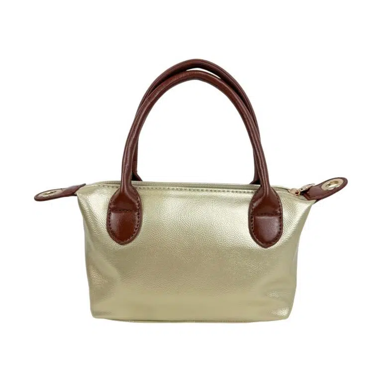 Bolso de Mano Sintético tipo Charol con Asas Cortas Marrones y Cremallera para Mujer - Imagen 5