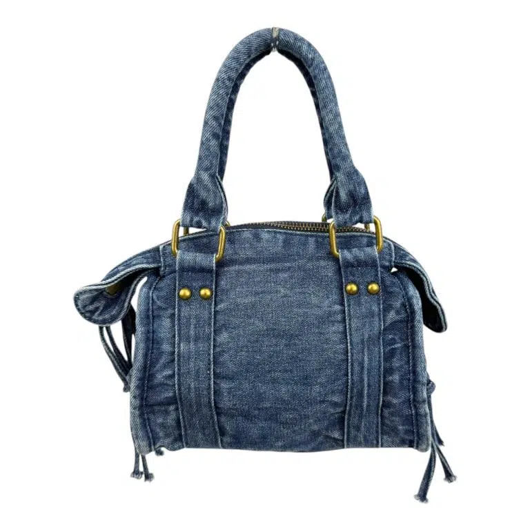 Bolso de Mano Compacto en Algodón Tela Vaquera con Bolsillo Frontal para Mujer - Imagen 8