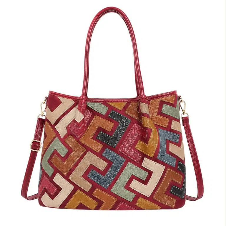 Bolso de Hombro Sintético tipo Tote con Diseño Patchwork y Bolsillo Trasero para Mujer - Imagen 4