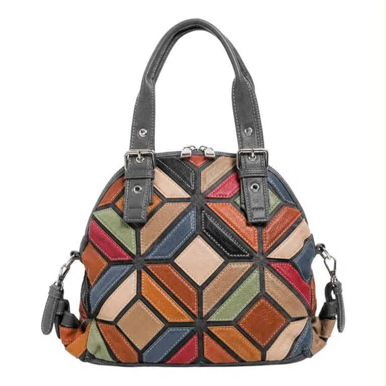 Bolso de Mano Sintético con Diseño Patchwork con Enganches Laterales para Mujer - Imagen 4