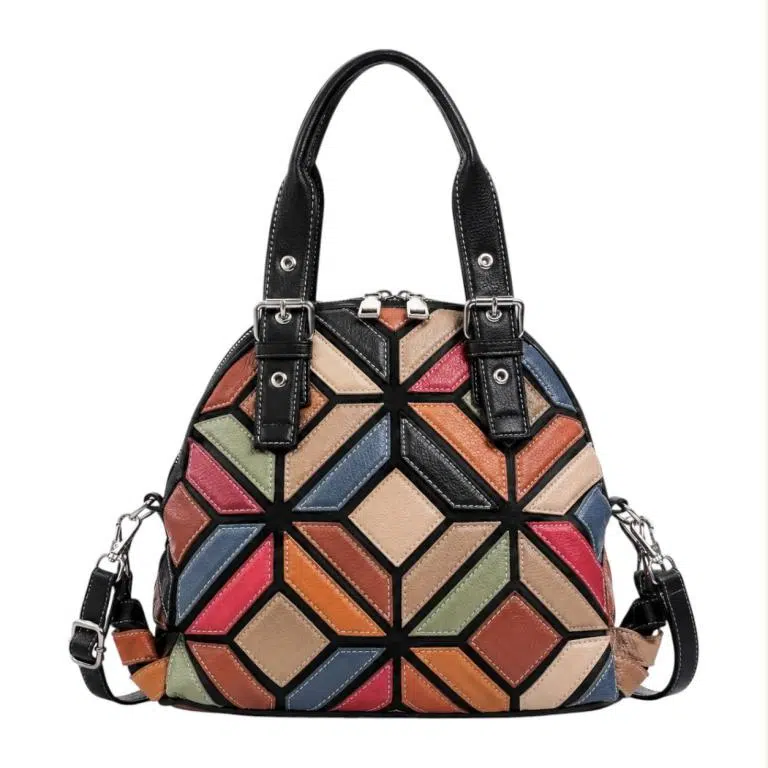 Bolso de Mano Sintético con Diseño Patchwork con Enganches Laterales para Mujer - Imagen 6