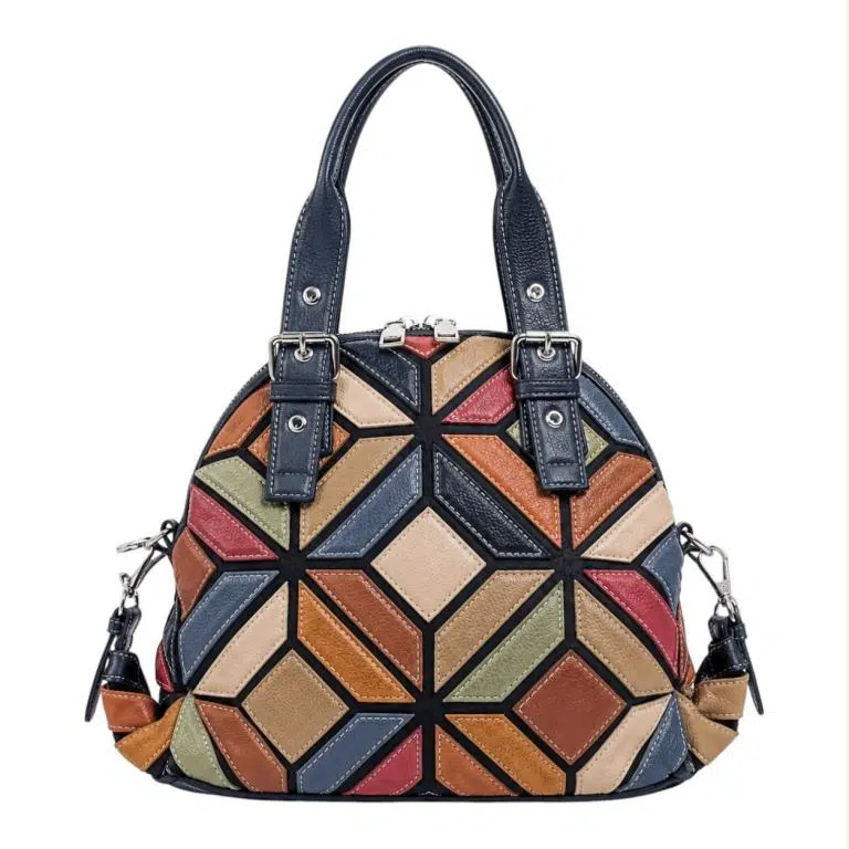 Bolso de Mano Sintético con Diseño Patchwork con Enganches Laterales para Mujer - Imagen 8