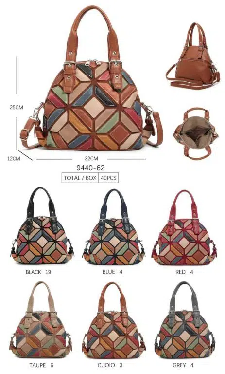 Bolso de Mano Sintético con Diseño Patchwork con Enganches Laterales para Mujer - Imagen 9
