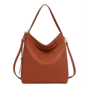 Bolso de Hombro Sintético tipo Hobo con Lateral Decorativo y Bolsillo Trasero para Mujer