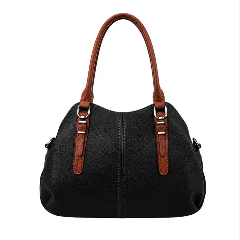 Bolso de Hombro Sintético tipo Bowling con 2 Asas marrones y 3 Compartimentos para Mujer - Imagen 7