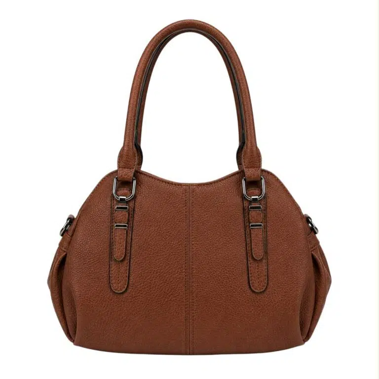 Bolso de Hombro Sintético tipo Bowling con 2 Asas marrones y 3 Compartimentos para Mujer - Imagen 8