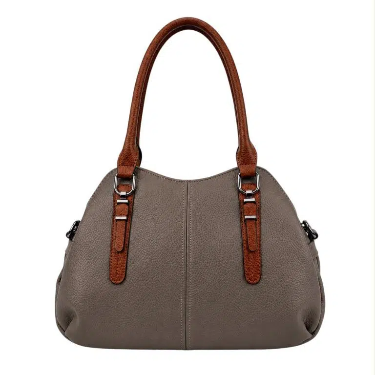 Bolso de Hombro Sintético tipo Bowling con 2 Asas marrones y 3 Compartimentos para Mujer - Imagen 9
