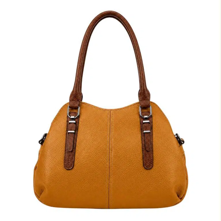 Bolso de Hombro Sintético tipo Bowling con 2 Asas marrones y 3 Compartimentos para Mujer - Imagen 5