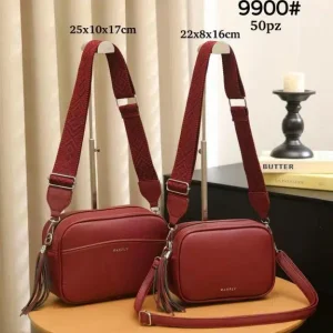 Juego 2 Bolsos Bandolera Maxfly de Mujer con Flecos Decorativos en la Cremallera y Gran Calidad