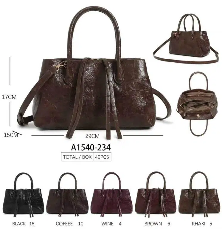 Bolso de Mano Sintético con 3 Compartimentos y Cremalleras con Tiras Largas Decorativas - Imagen 2