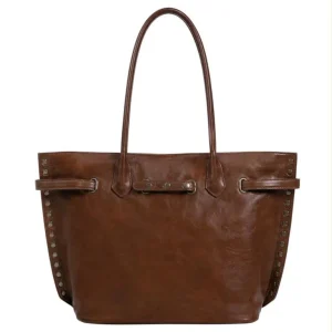 Bolso de Hombro Sintético de Mujer con Cinta Frontal de Botones y Gran Capacidad