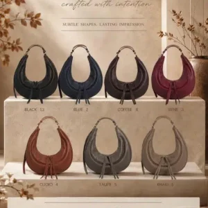 Bolso de Hombro Sintético de Mujer con Diseño Medialuna y Asa con Agarre Dorado Grueso