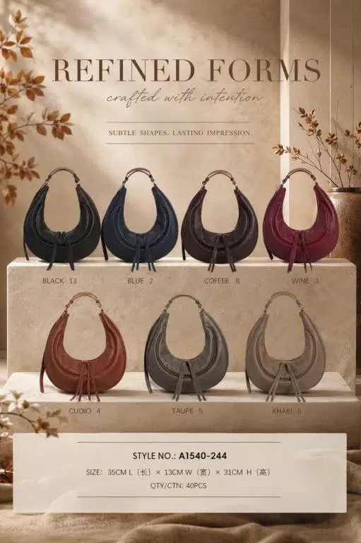 Bolso de Hombro Sintético de Mujer con Diseño Medialuna y Asa con Agarre Dorado Grueso