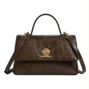 Bolso de Mano Sintético con Solapa de Giro y Bolsillos Internos para Mujer