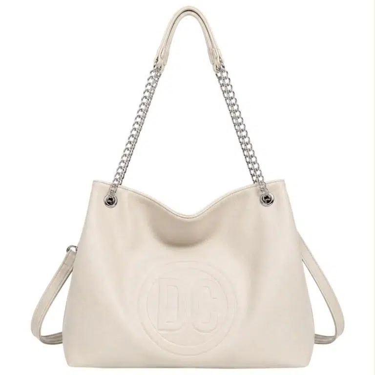 Bolso de Hombro Sintético Hobo con Estampado Frontal D.C. y 2 Asas Ajustables de Cadena - Imagen 8