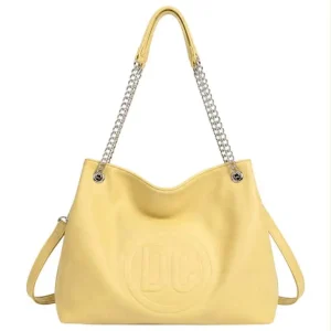 Bolso de Hombro Sintético Hobo con Estampado Frontal D.C. y 2 Asas Ajustables de Cadena
