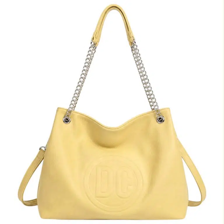 Bolso de Hombro Sintético Hobo con Estampado Frontal D.C. y 2 Asas Ajustables de Cadena