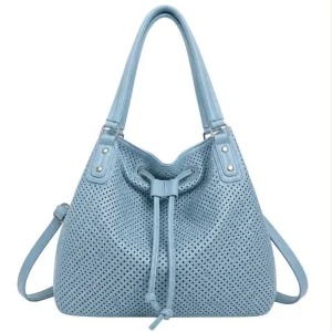 Bolso de Hombro Sintético Hobo con Cierre de Cuerdas, Cremallera y Bolsillo Trasero Mujer