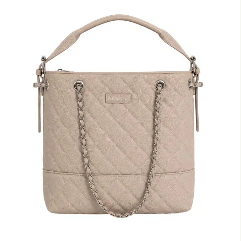 Bolso de Mano Sintético D. Cristina para Mujer con 2 Asas de Cadena y Cremallera