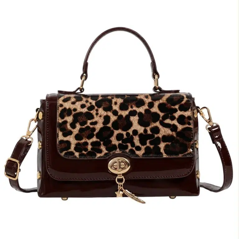 Bolso de Mano Sintético tipo Charol con Solapa Animal Print y Tachuelas Decorativas Mujer - Imagen 6