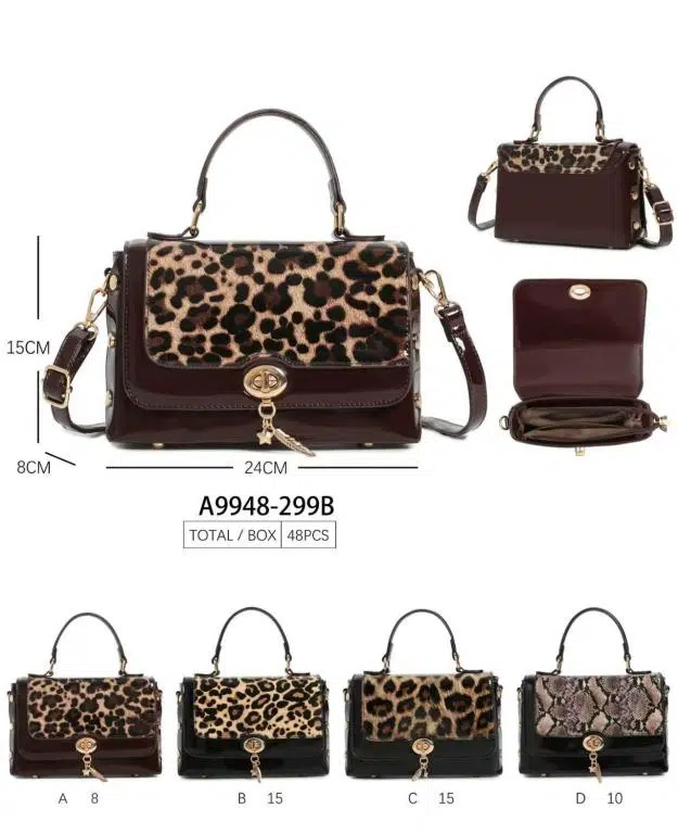 Bolso de Mano Sintético tipo Charol con Solapa Animal Print y Tachuelas Decorativas Mujer - Imagen 7