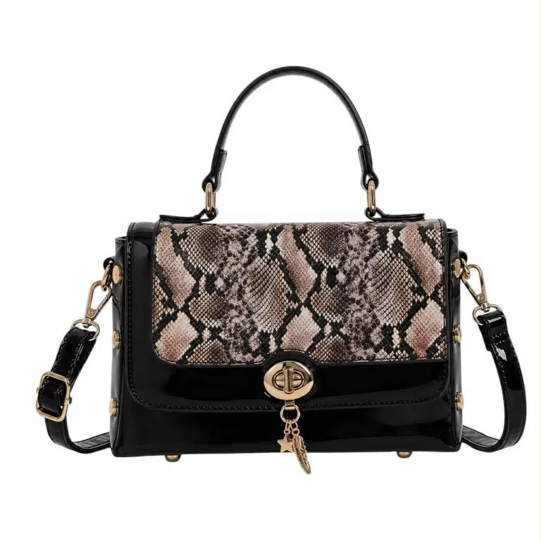 Bolso de Mano Sintético tipo Charol con Solapa Animal Print y Tachuelas Decorativas Mujer - Imagen 5