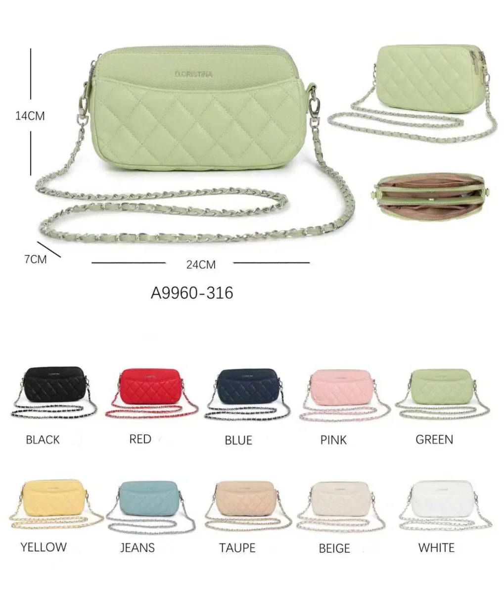 Bolso Bandolera Sintético D. Cristina con Bolsillo Frontal y 3 Compartimentos Principales para Mujer