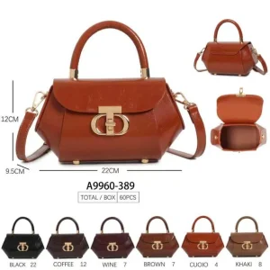 Bolso de Mano Sintético con Forma Hexagonal y Solapa de Giro Frontal para Mujer