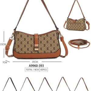 Bolso de Hombro Sintético Bicolor D. Cristina con Mini Solapa, Cremallera y Asa Larga para Mujer