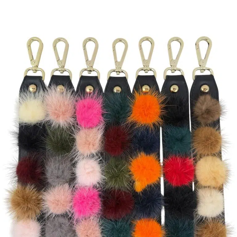 Asa para Bolso de Piel con Pompones Decorativos de Pelito - Imagen 3