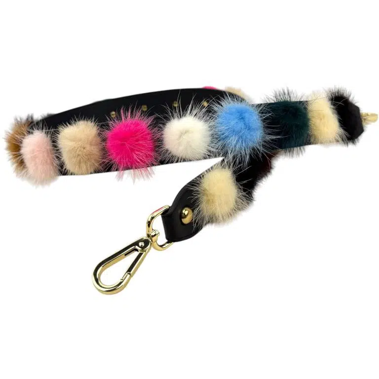 Asa para Bolso de Piel con Pompones Decorativos de Pelito