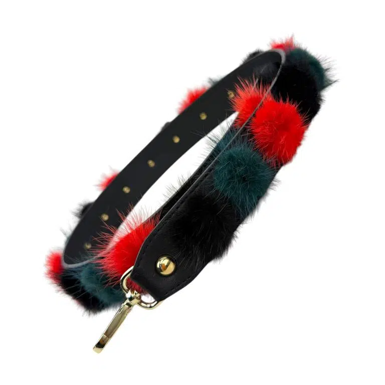 Asa para Bolso de Piel con Pompones Decorativos de Pelito - Imagen 5