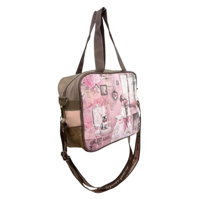 Bolso Sintético Pequeño de Mujer formato Maletín con Diseño de Muñeca Sweet Candy, Bolsillo Trasero y Correa Extraíble - Imagen 3
