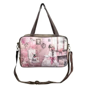 Bolso Sintético Mediano de Mujer formato Maletín con Diseño de Muñeca Sweet Candy, Bolsillo Trasero y Correa Extraíble