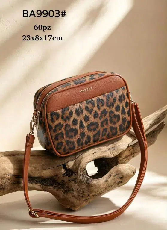 Bolso Bandolera Sintético Maxfly con Diseño Animal Print y 4 Compartimentos para Mujer