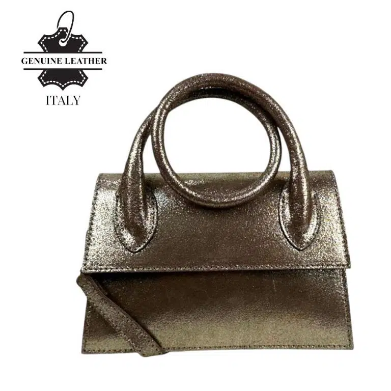 Bolso Bandolera de Piel con Asa Larga Moldeable y Efecto Brillante Mujer - Imagen 7