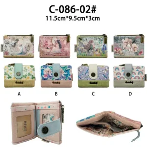 Monedero Sintético Compacto con Diseño Muñeca Sweet Candy, Cremallera y Espacio para Tarjetas de Mujer