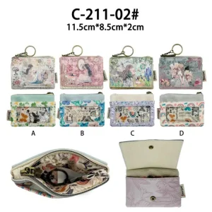 Monedero Sintético de Mujer con Diseño Muñeca Sweet Candy, Anilla y Compartimento Trasero Transparente