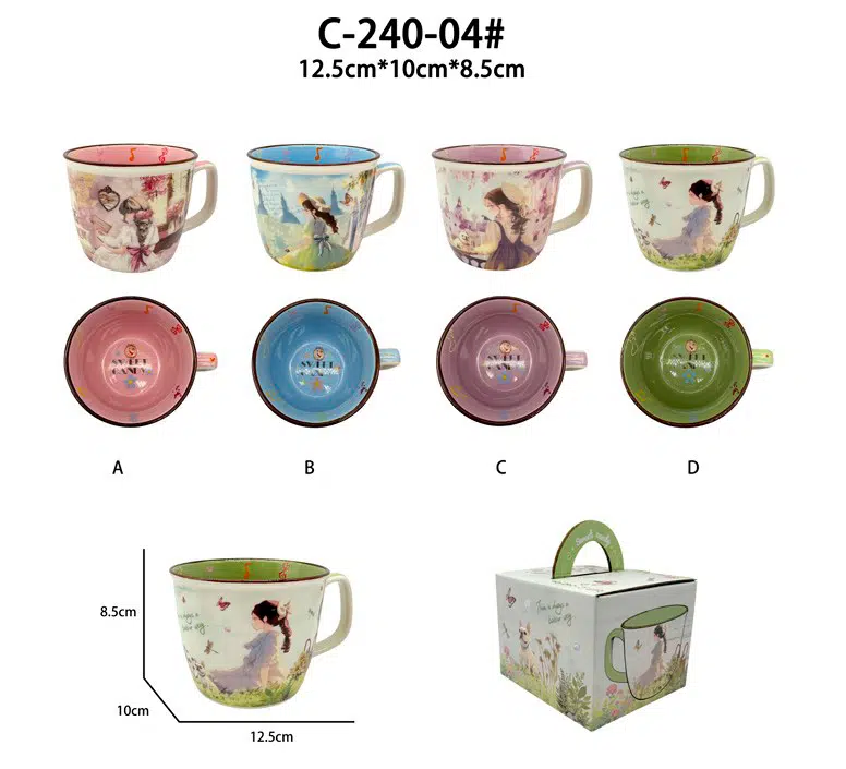 Taza de Cerámica con Muñeca Sweet Candy, Caja y Gran Calidad para Mujer